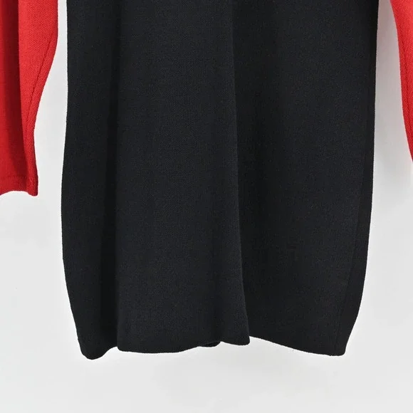 Vtg 80s ST JOHN Dress Size 8 Santana Knit Colorblock Red Black Mock Neck Shift - Picture 11 of 15